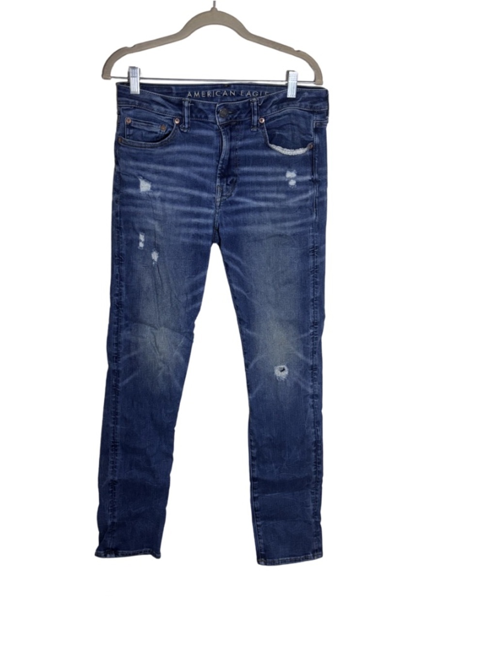 American Eagle Outfitters Dark Blue Distressed Slim Jeans